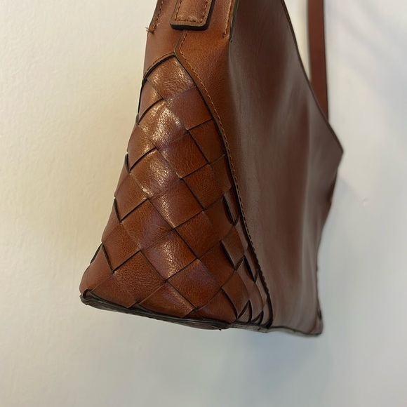 VTG — Nine West Weave Shoulder Bag Purse 🥃 Cognac brown - Picture 3 of 14